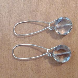 Express silver dangle earrings with clear jewel
